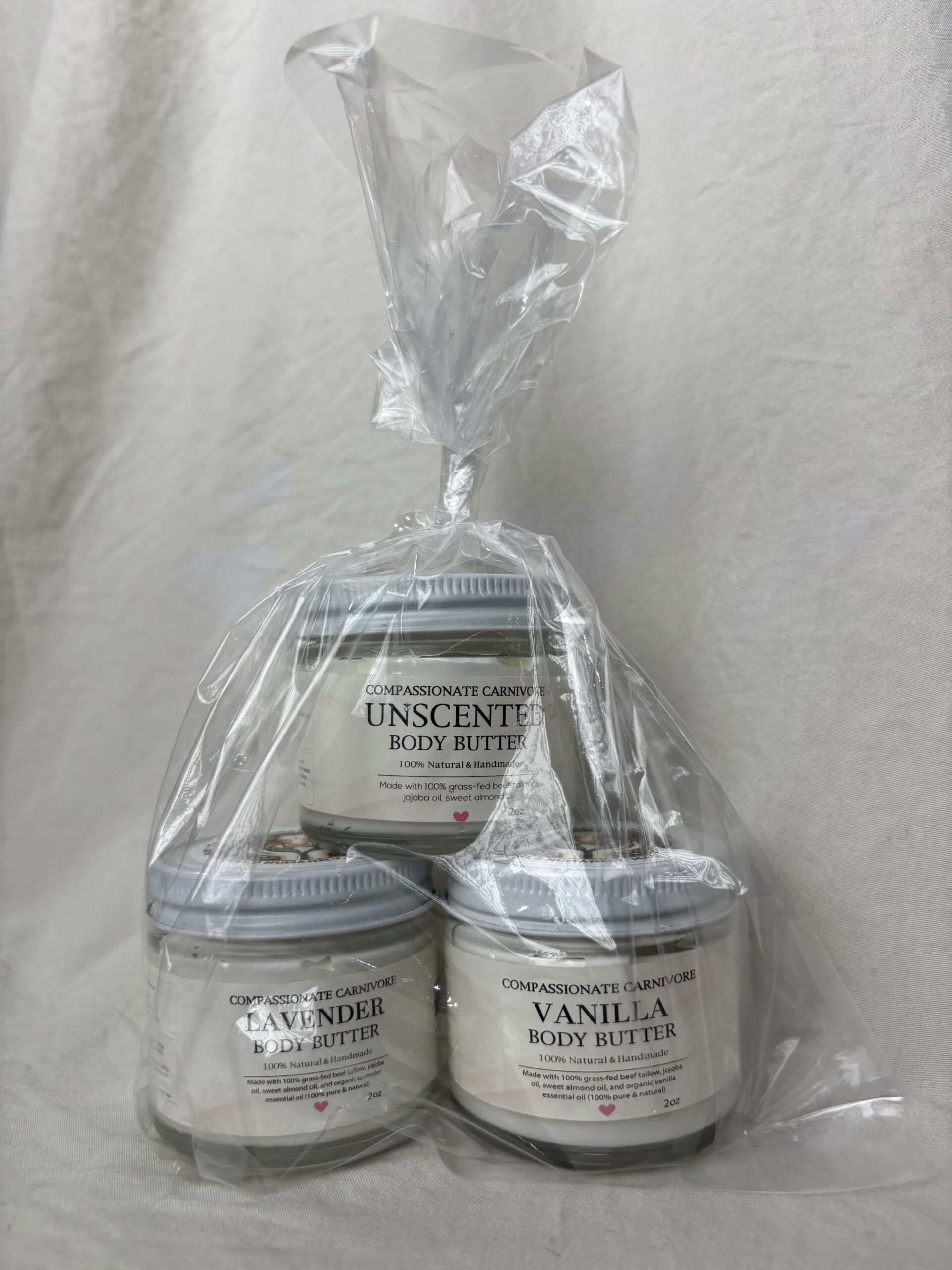 Set of 3 – Organic Whipped Body Butter (Unscented, Vanilla, Lavender)