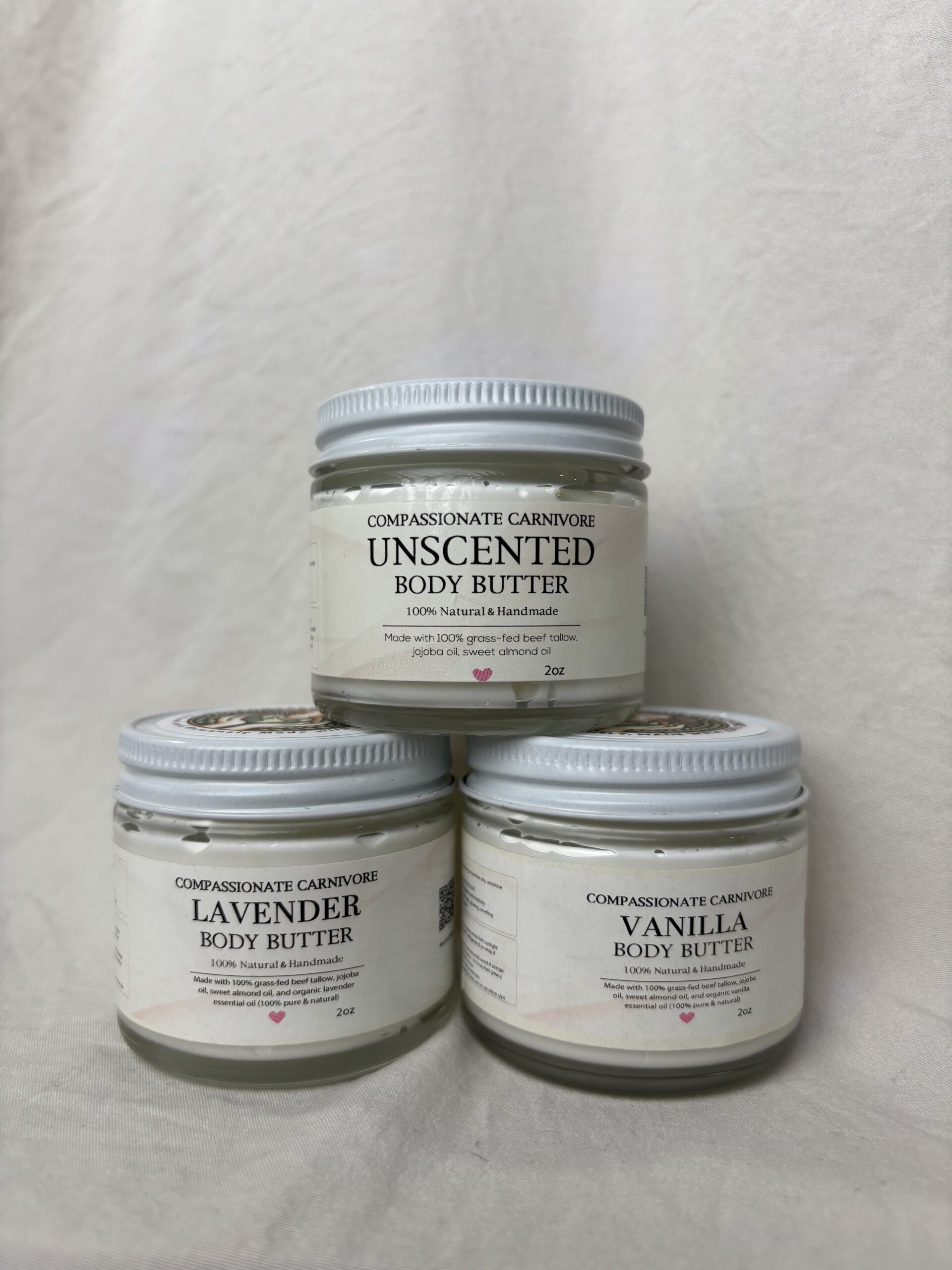 Set of 3 – Organic Whipped Body Butter (Unscented, Vanilla, Lavender) - Image 2